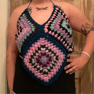 Crochet Granny Square Halter Top